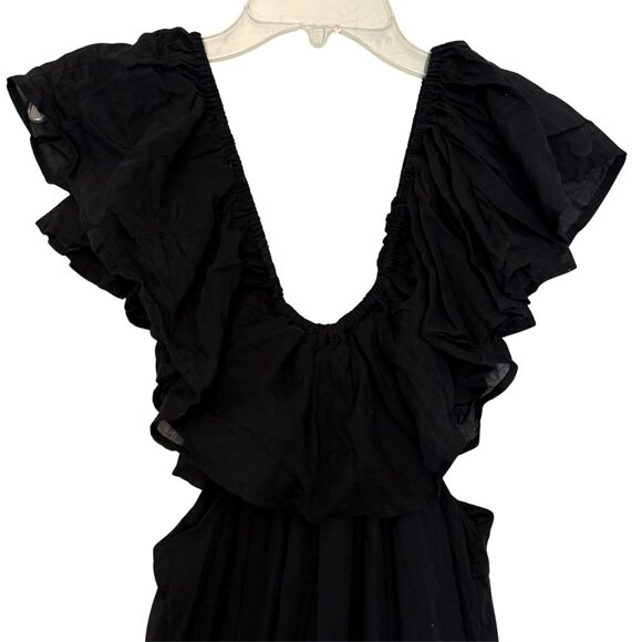 Anthropologie Erika Pena Black Ruffled Voile Tiered Maxi Dress - NWT - Size M/L - Picture 6 of 11
